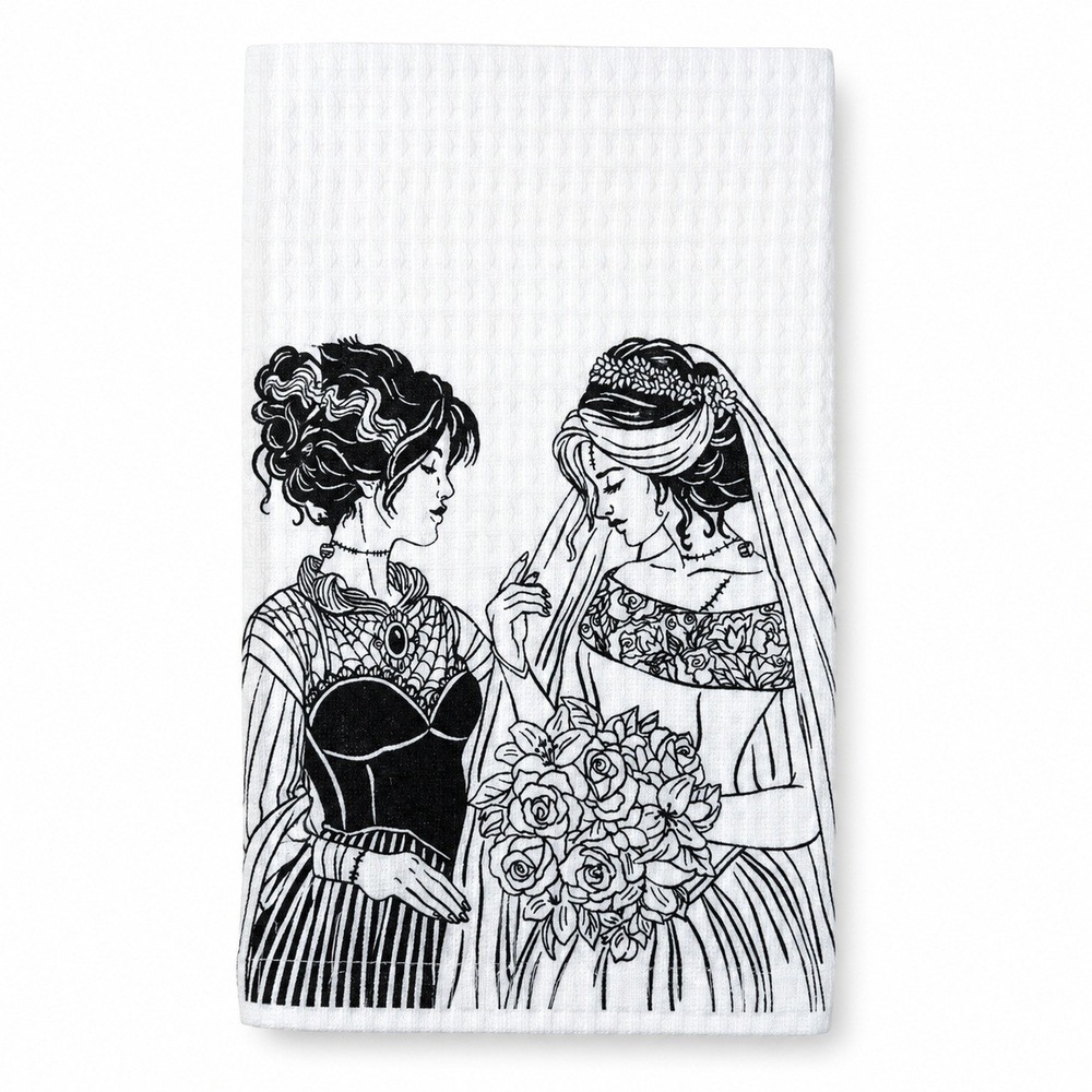 Isaac Mizrahi NWT 18x28 Kitchen Towel Set of 3 Gothic Bride Spooky Halloween
